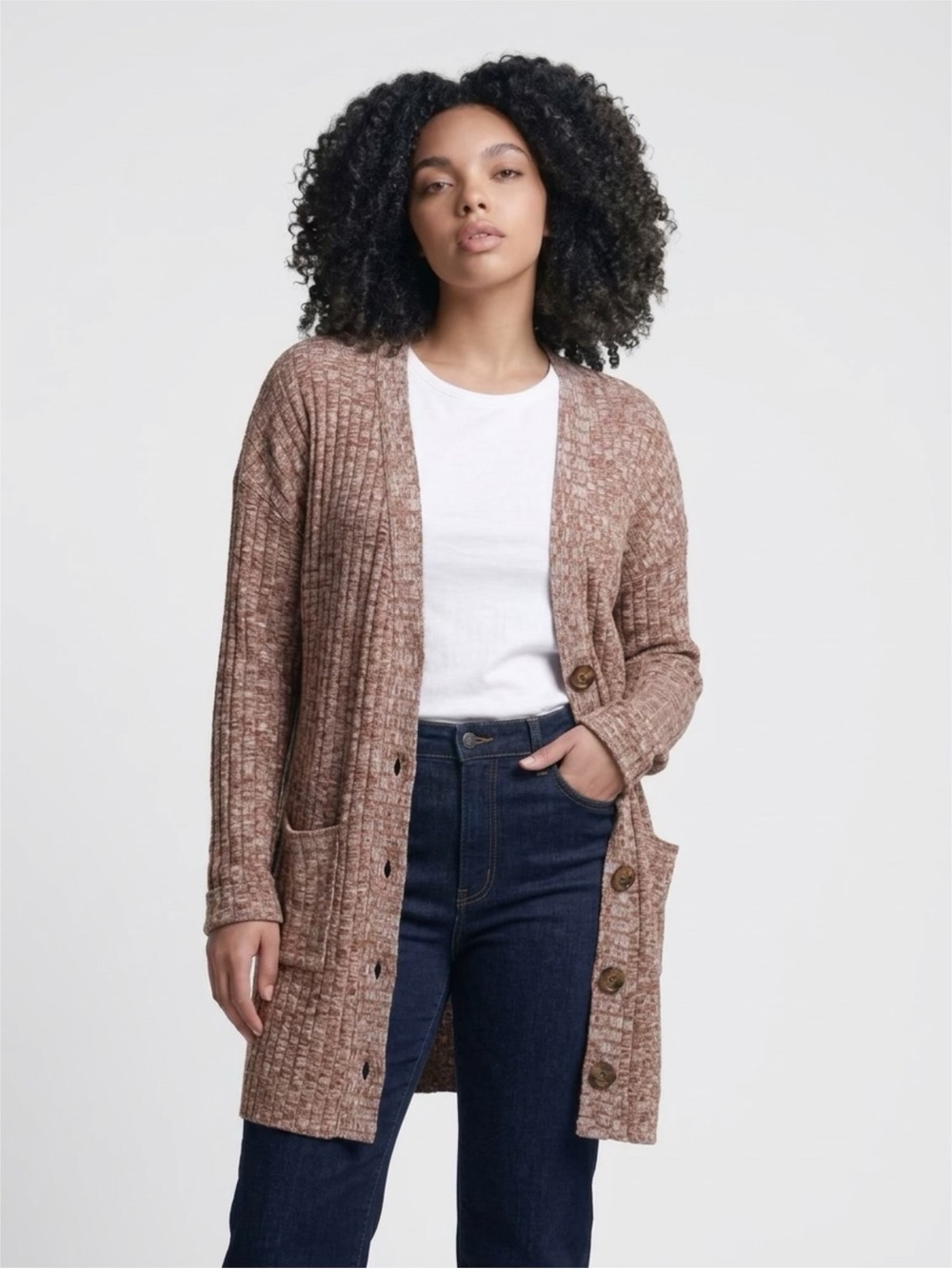 Arizona Jean Co. Cozy Ribbed Button-Up Cardigan